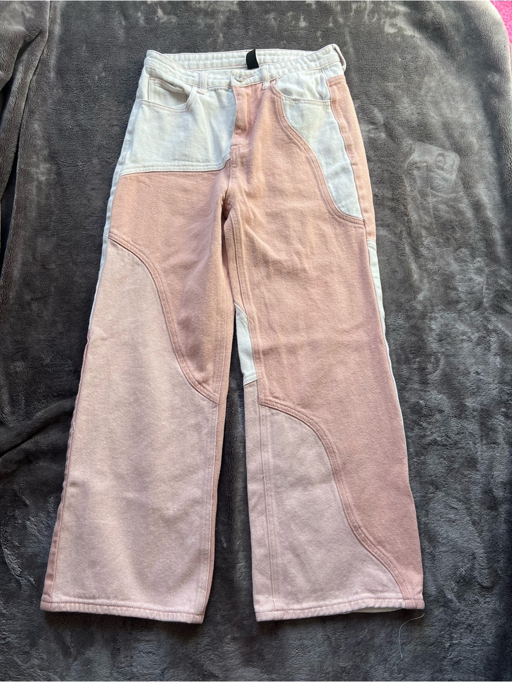Cider Two-Tone Pink & White Straight-Leg Jeans